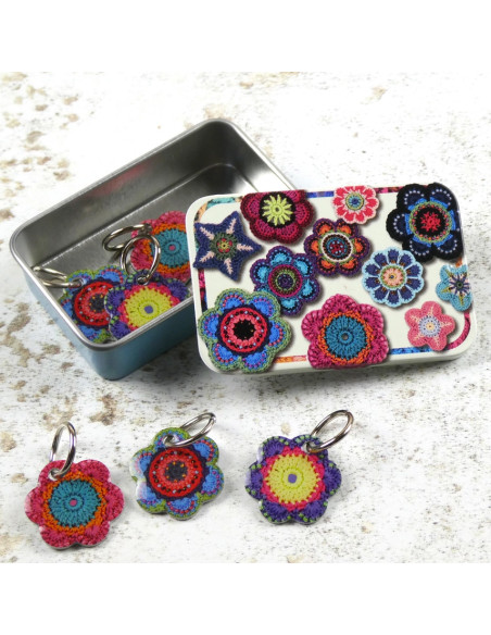 Set di 6 anelli marcapunti - Maglia fiorita