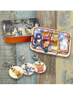 Set di 6 anelli marcapunti per maglia - Gattini