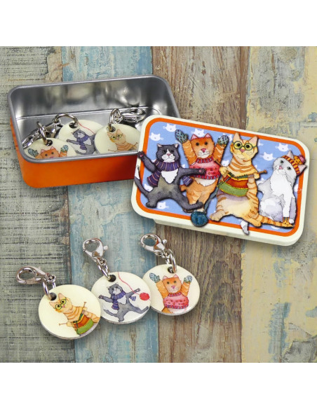 Set di 6 anelli marcapunti per maglia - Gattini