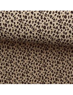 Tessuto doppia garza stampato - Karli beige e nero