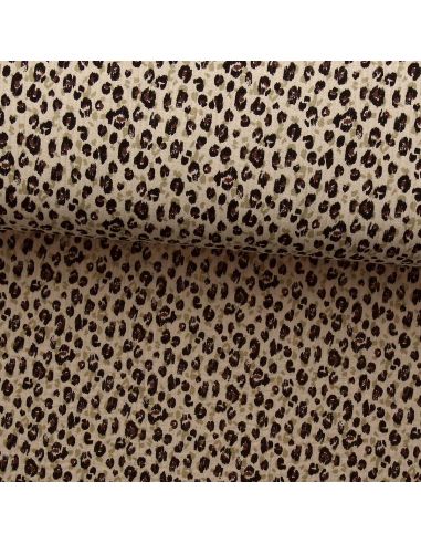 Tessuto doppia garza stampato - Karli beige e nero