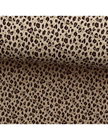 Tessuto doppia garza stampato - Karli beige e nero