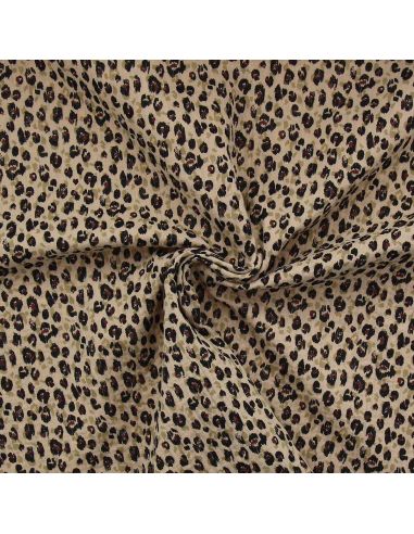 Tessuto doppia garza stampato - Karli beige e nero