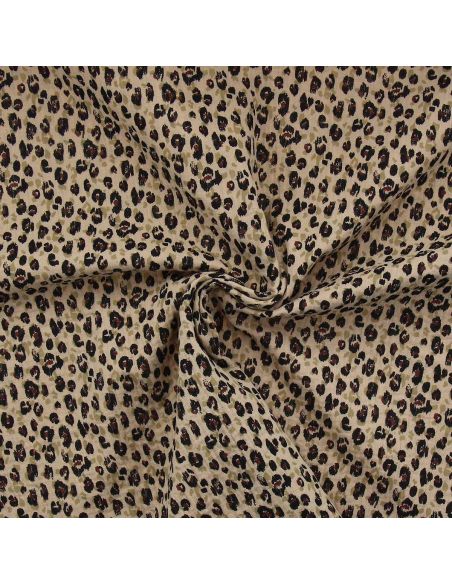 Tessuto doppia garza stampato - Karli beige e nero