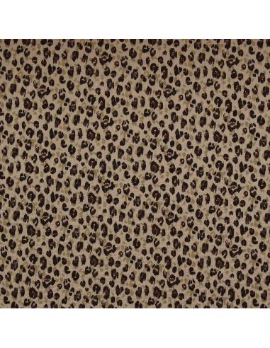 Tessuto doppia garza stampato - Karli beige e nero