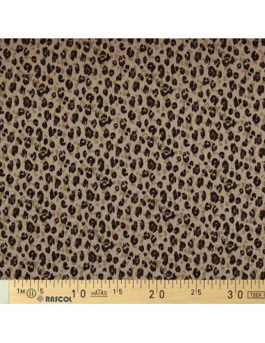 Tessuto doppia garza stampato - Karli beige e nero