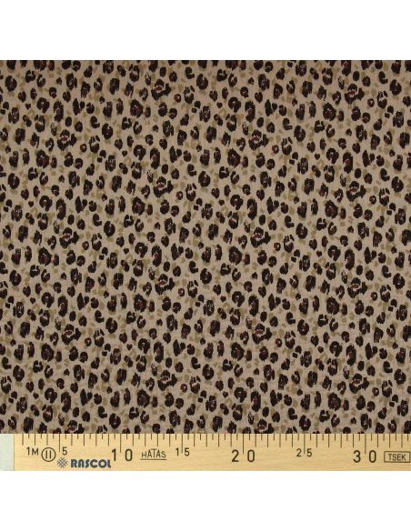 Tessuto doppia garza stampato - Karli beige e nero