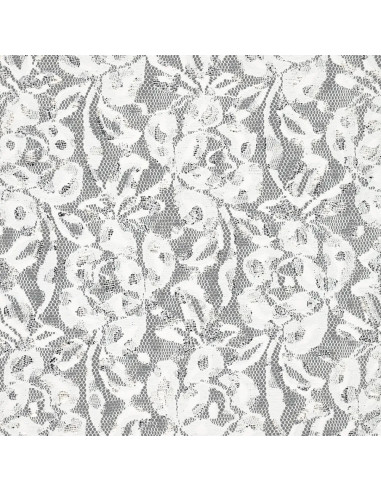 Tessuto in pizzo metallizzato Lauren - Bianco