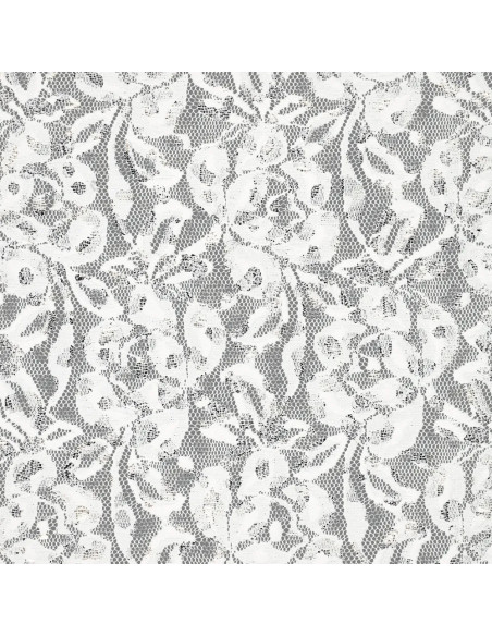 Tessuto in pizzo metallizzato Lauren - Bianco