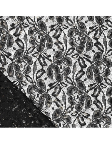 Tessuto in pizzo metallizzato Lauren - Nero
