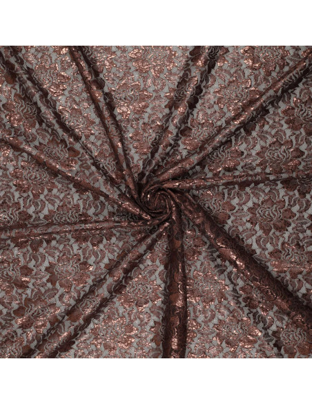 Tessuto in pizzo metallizzato Lisa - Cioccolato