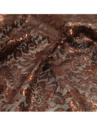 Tessuto in pizzo metallizzato Lisa - Cioccolato