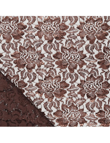 Tessuto in pizzo metallizzato Lisa - Cioccolato