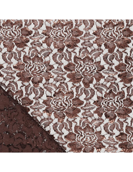 Tessuto in pizzo metallizzato Lisa - Cioccolato