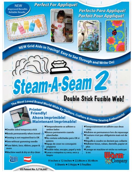Set di 5 fogli termoadesivi a doppia faccia Steam-A-Seam 2